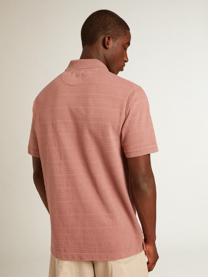 Taupe pink-colored cotton piquet polo shirt - Image 4