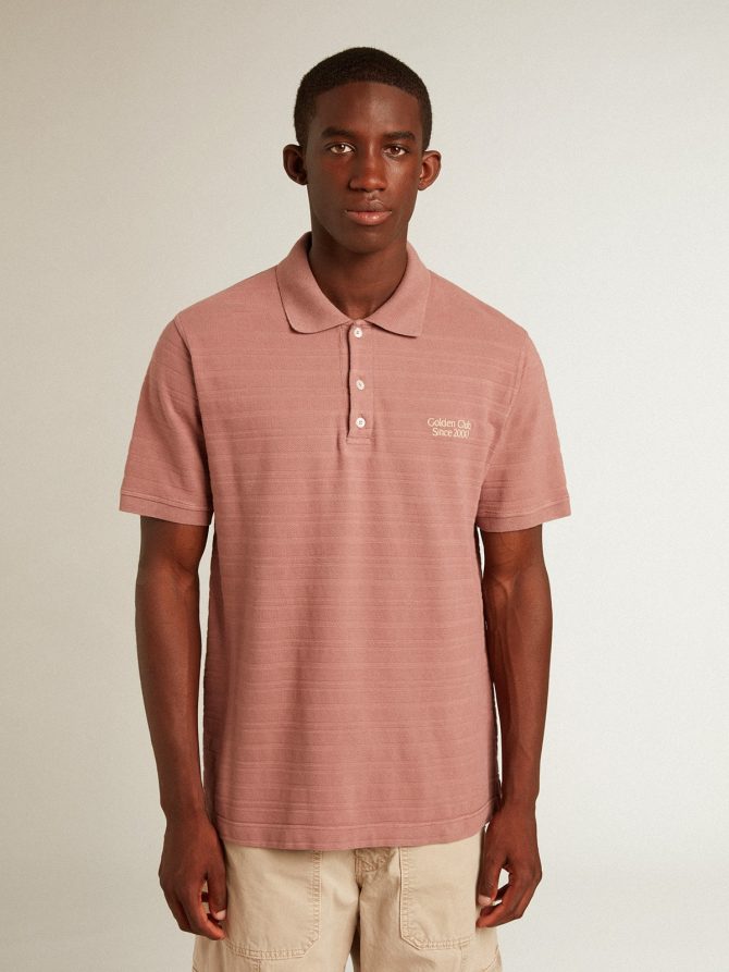 Taupe pink-colored cotton piquet polo shirt - Image 5
