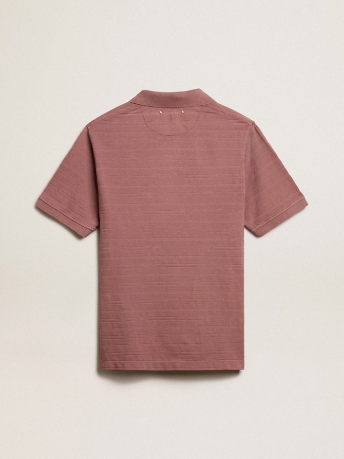 Taupe pink-colored cotton piquet polo shirt - Image 6