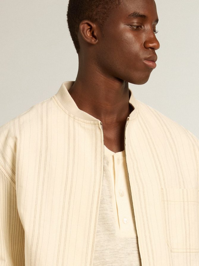 Men’s long-sleeved T-shirt in panama-colored linen - Image 2