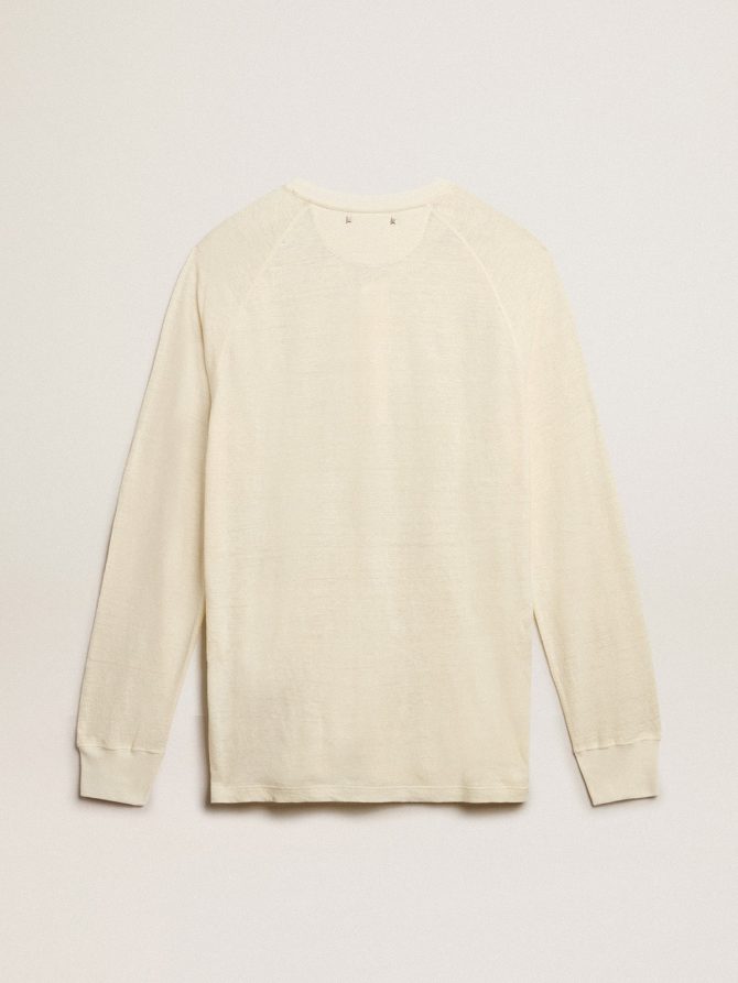 Men’s long-sleeved T-shirt in panama-colored linen - Image 6