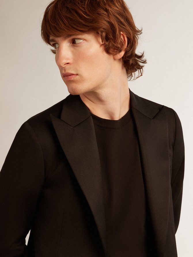 Men’s tuxedo jacket in black wool gabardine - Image 2