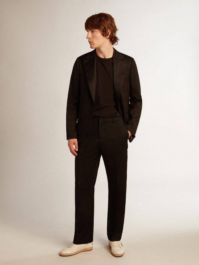 Men’s tuxedo jacket in black wool gabardine - Image 3