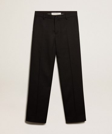 Men’s tuxedo pants in black wool gabardine