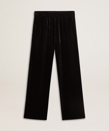 Men’s black velvet effect pants