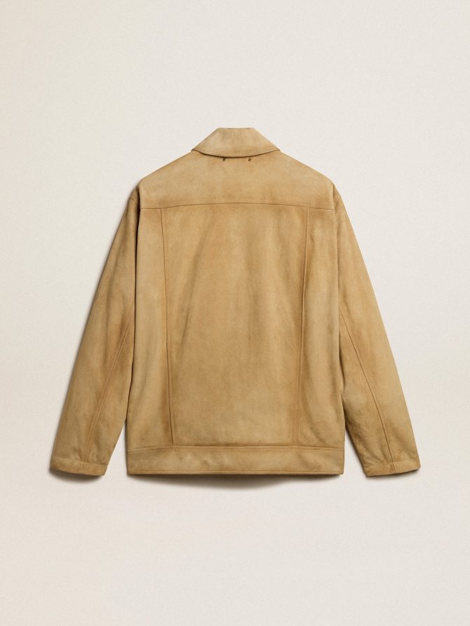 Beige-colored leather jacket with zip fastening - Image 5