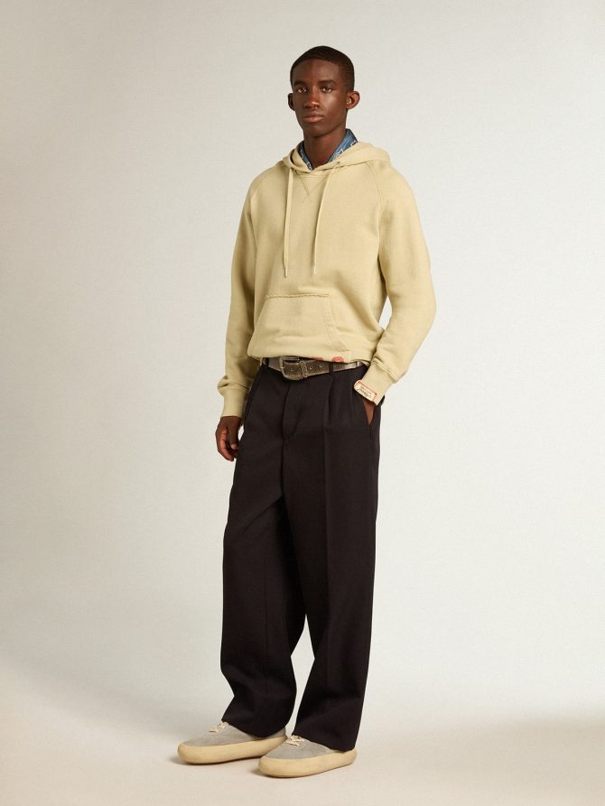 Pale eucalyptus-colored hoodie with front pocket - Image 3