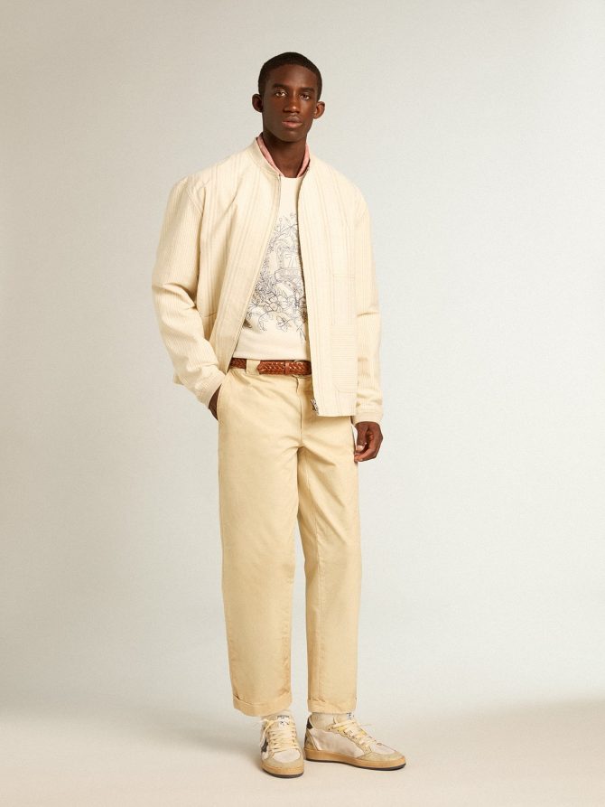 Ecru-colored cotton jacket with zip fastening - Image 3