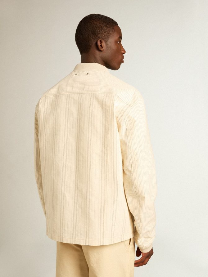 Ecru-colored cotton jacket with zip fastening - Image 4