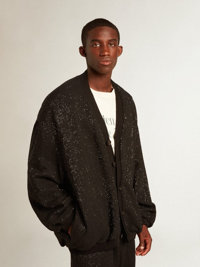 Men’s black sequined cardigan-jacket - Image 5
