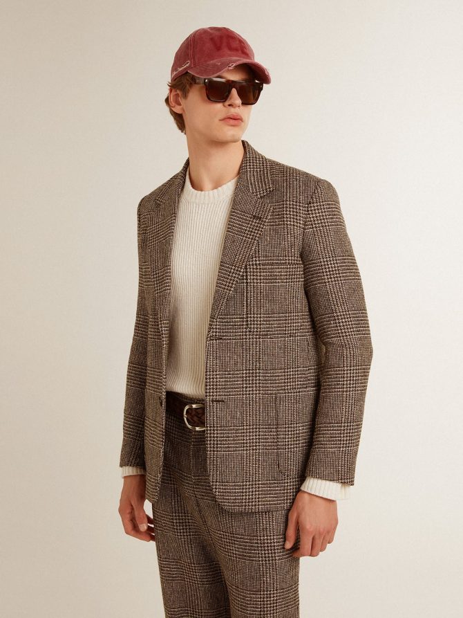 Gray single-breasted blazer for men in houndstooth wool - Image 3