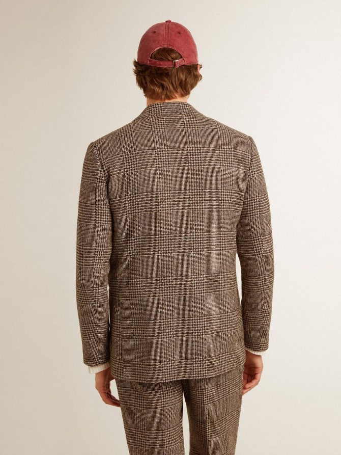 Gray single-breasted blazer for men in houndstooth wool - Image 5