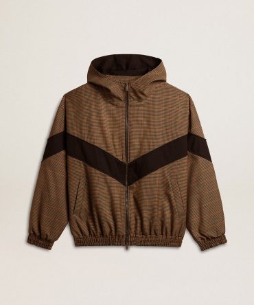 Windcheater in beige and black houndstooth