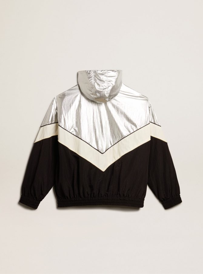 Men’s windcheater in silver and black technical fabric - Image 5