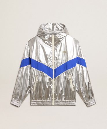Men’s windcheater in silver technical fabric