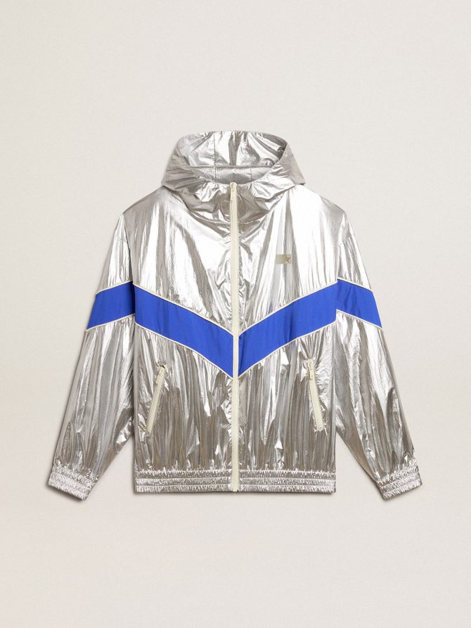 Men’s windcheater in silver technical fabric