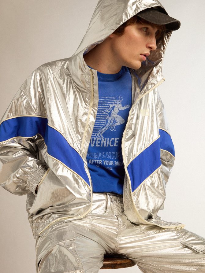 Men’s windcheater in silver technical fabric - Image 2