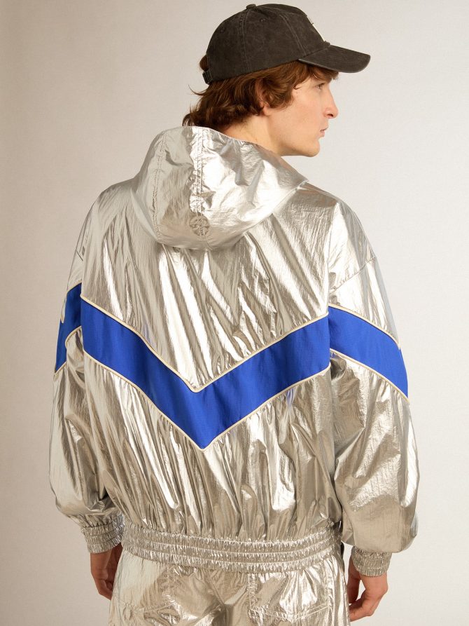 Men’s windcheater in silver technical fabric - Image 4