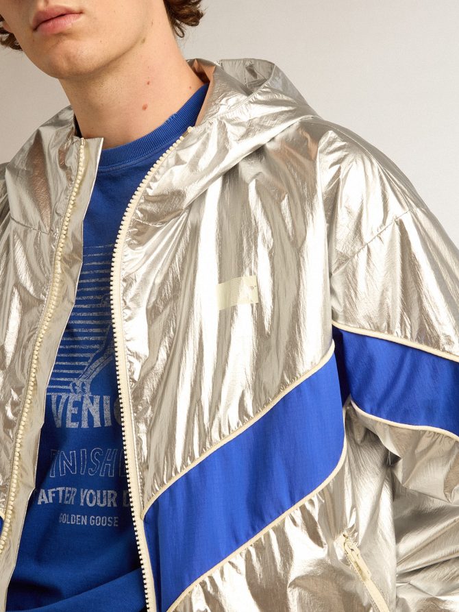 Men’s windcheater in silver technical fabric - Image 5