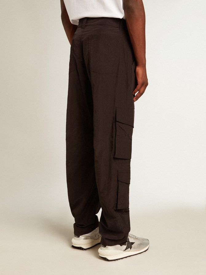 Black-colored ripstop nylon cargo pants - Image 4