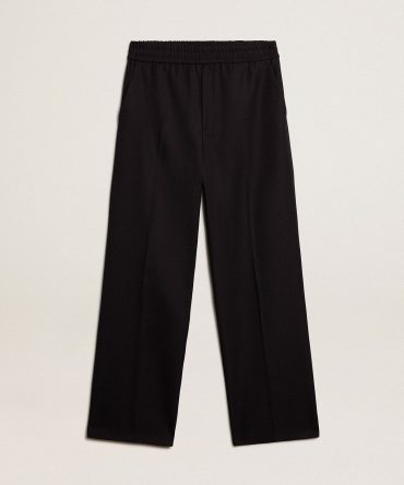 Men’s joggers in dark blue wool