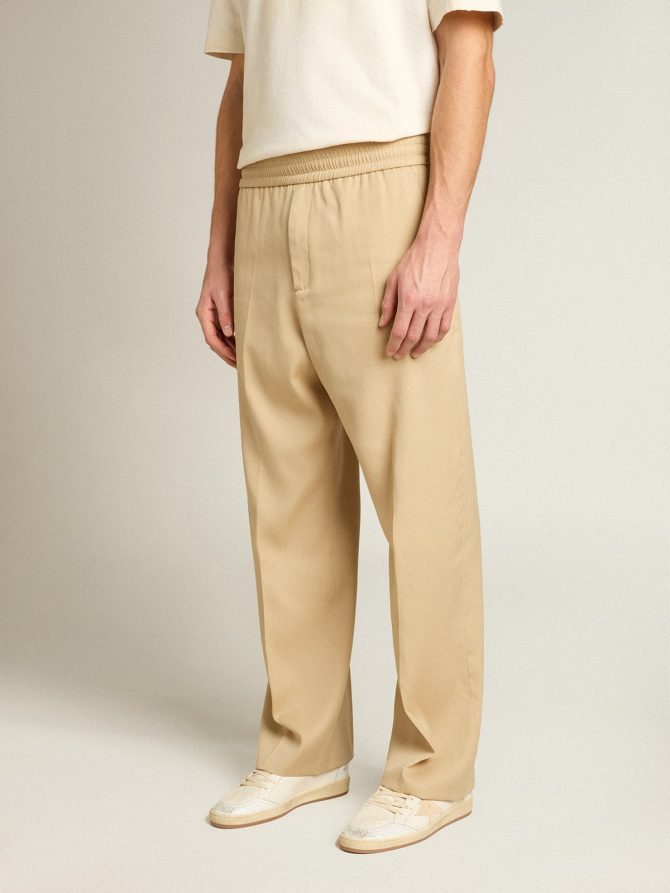 Men’s sand-colored joggers with pocket on the back - Image 2