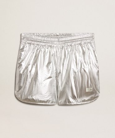 Men’s running shorts in silver fabric