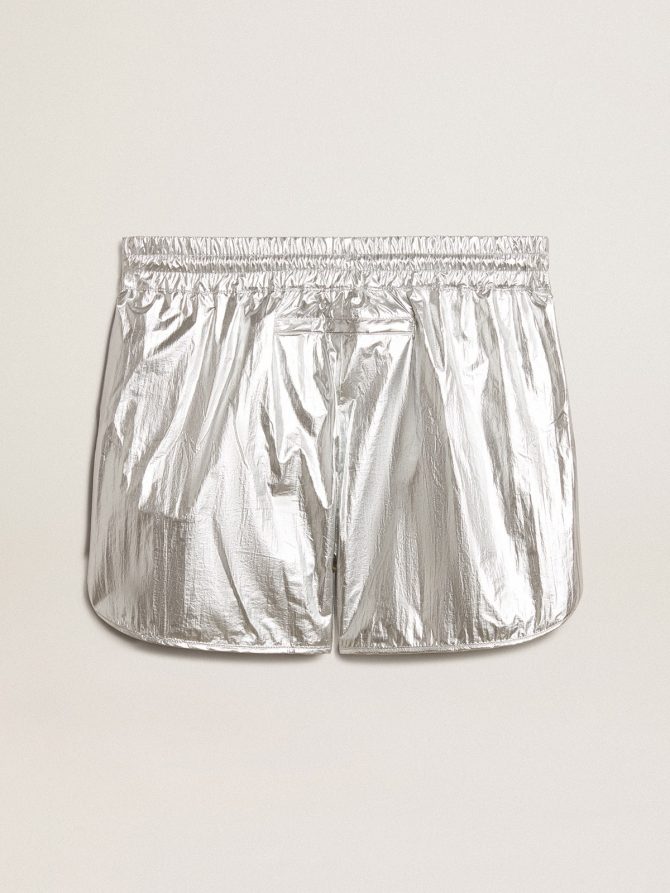 Men’s running shorts in silver fabric - Image 6