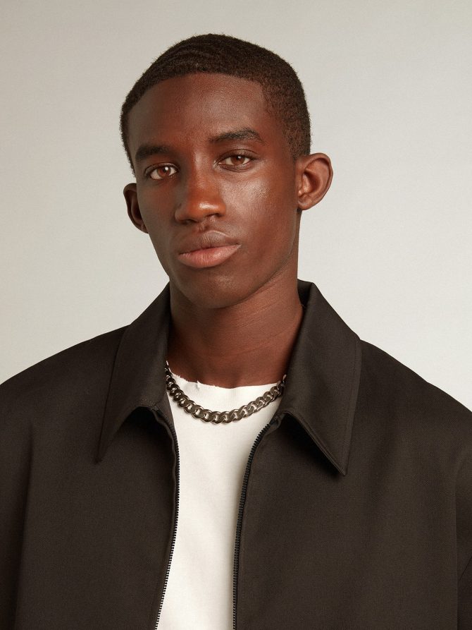 Men’s zip-up jacket in black wool gabardine - Image 2