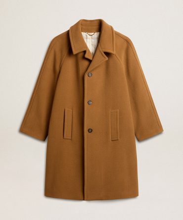Men’s single-breasted coat in tobacco