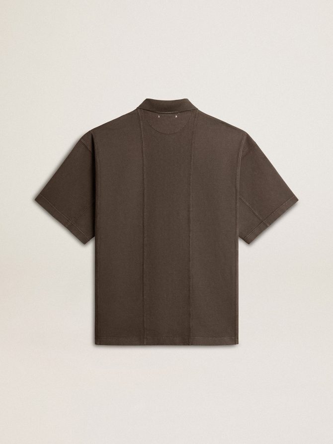 Men’s cotton polo shirt in anthracite gray with embroidery - Image 2