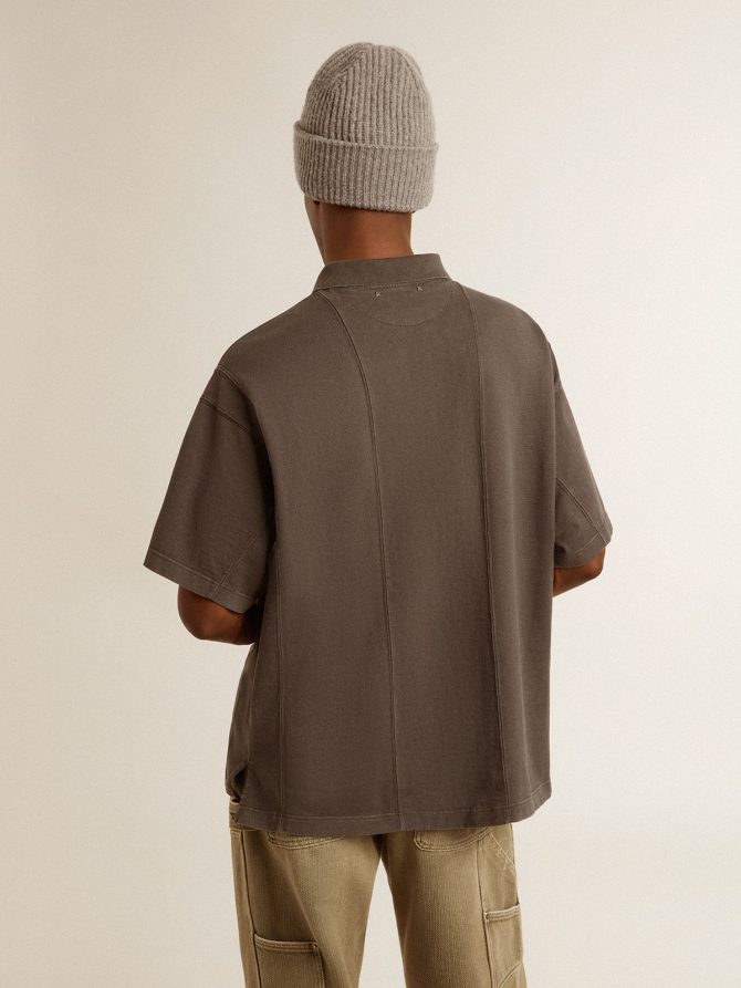 Men’s cotton polo shirt in anthracite gray with embroidery - Image 5