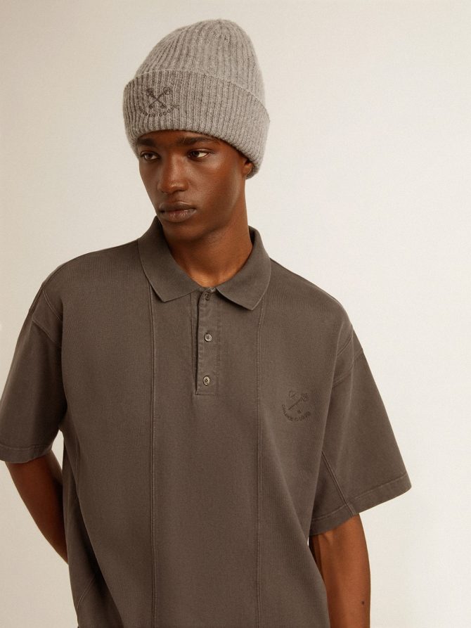 Men’s cotton polo shirt in anthracite gray with embroidery - Image 6