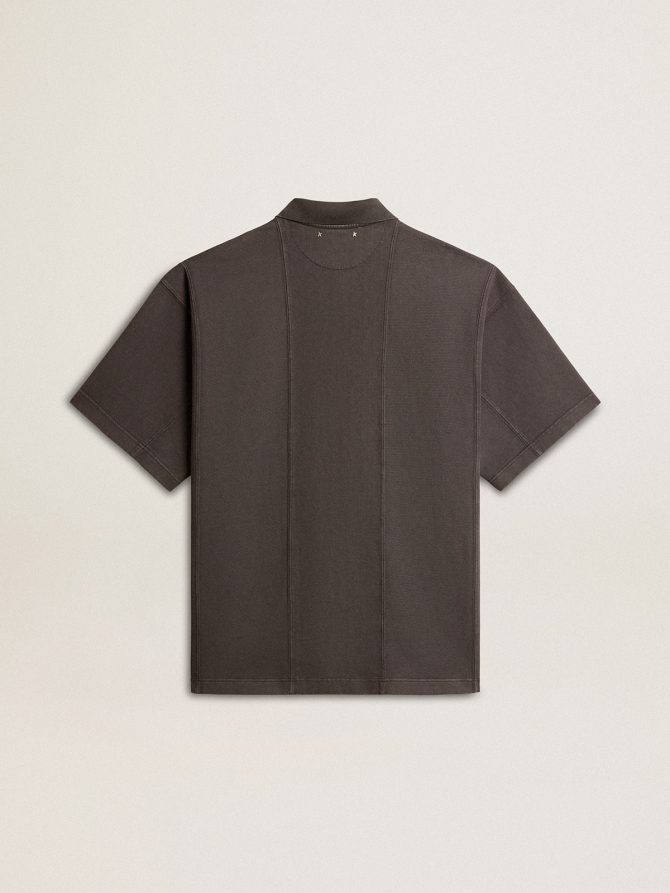 Men’s cotton polo shirt in anthracite gray with embroidery - Image 7