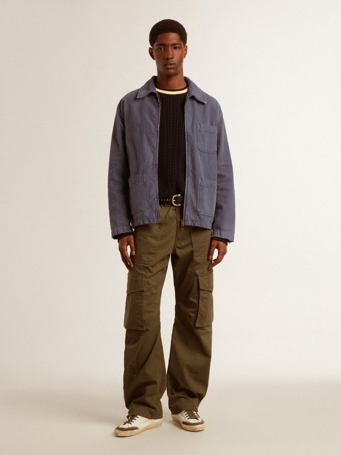 Men’s blue jacket in denim cotton with distressed treatment - Image 3