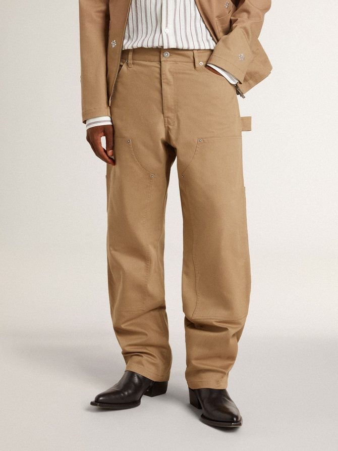 Men’s beige pants with patches - Image 2