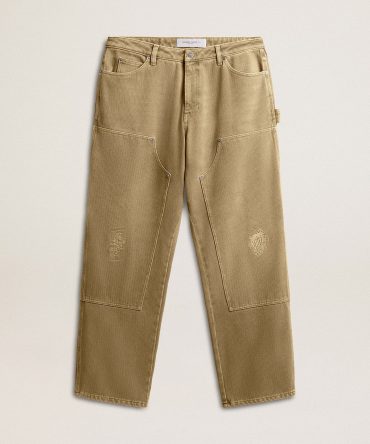 Men’s distressed-effect cotton pants