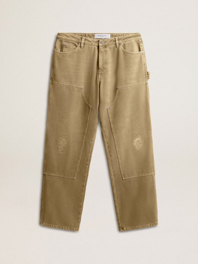 Men’s distressed-effect cotton pants