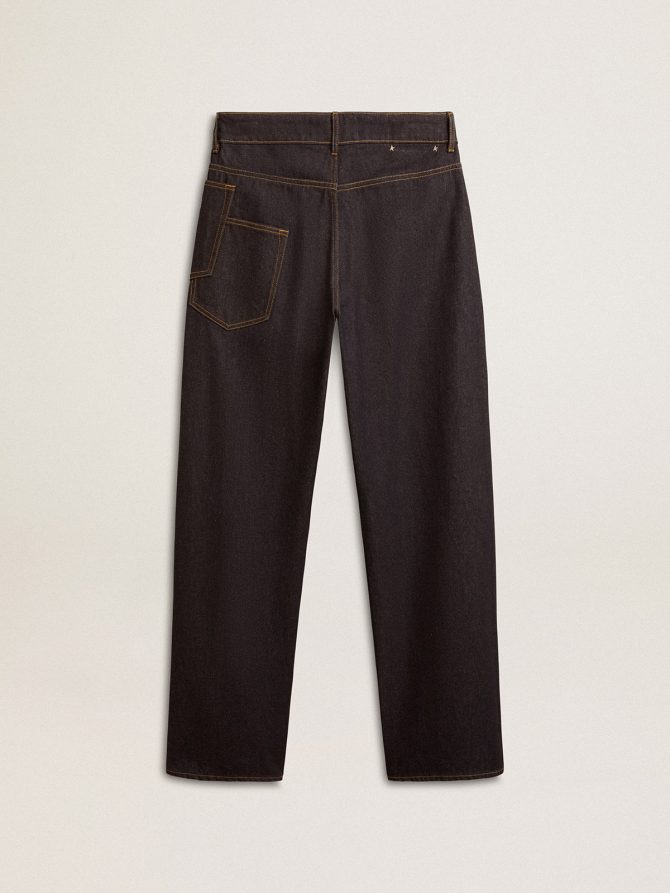 Men’s dark blue wide-leg jeans in one-wash denim - Image 2