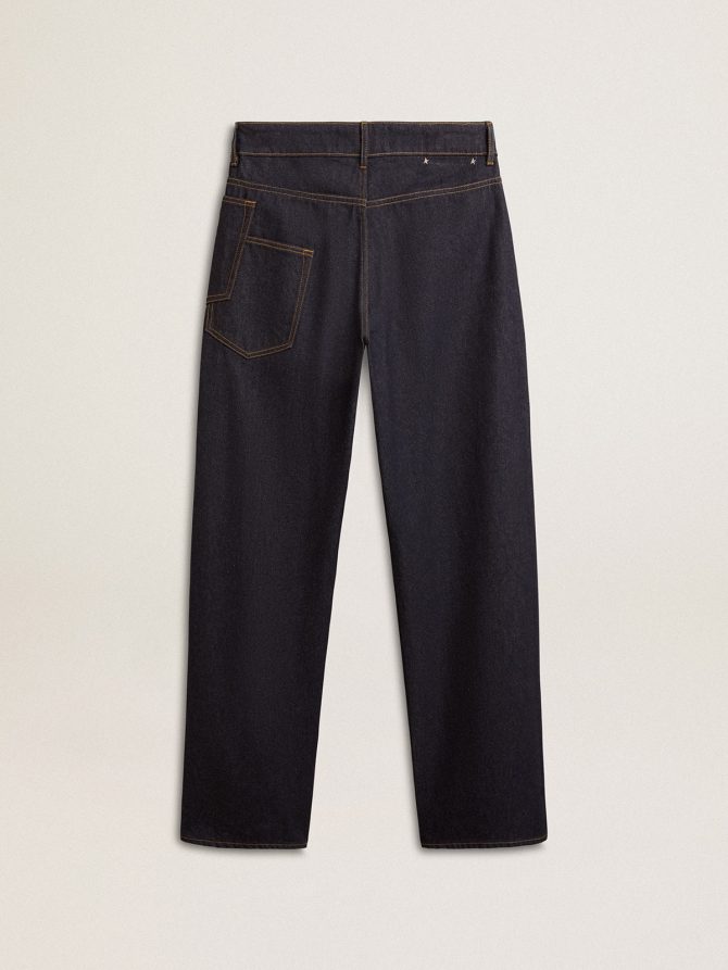 Men’s dark blue wide-leg jeans in one-wash denim - Image 7