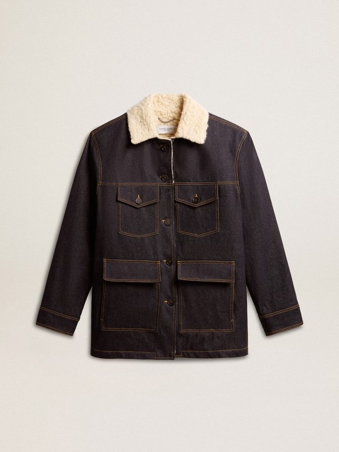 Men’s denim pea coat jacket