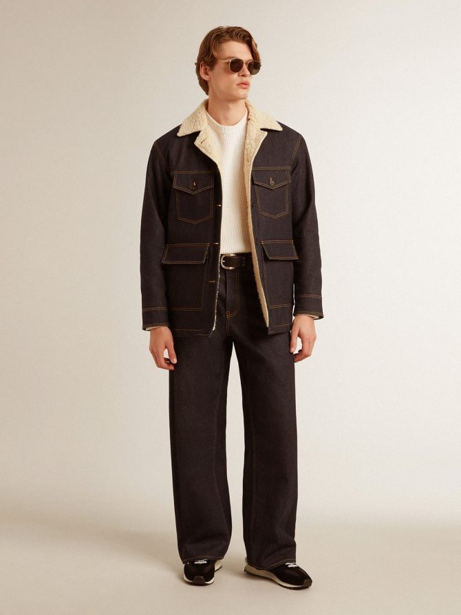 Men’s denim pea coat jacket - Image 4