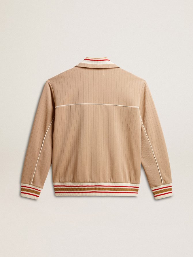 Men’s light beige zipped sweatshirt with white logo - Image 6