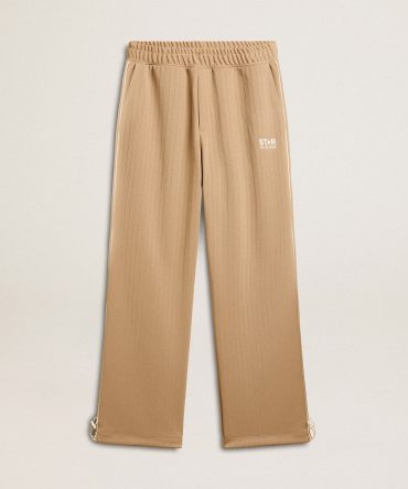 Men’s light beige joggers with white logo