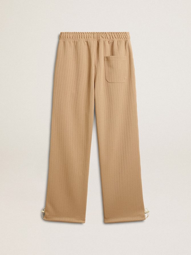 Men’s light beige joggers with white logo - Image 5
