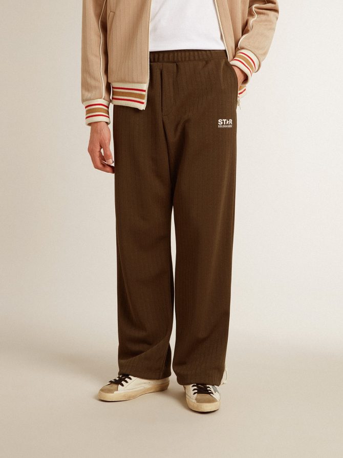 Men’s military green joggers with white logo - Image 2