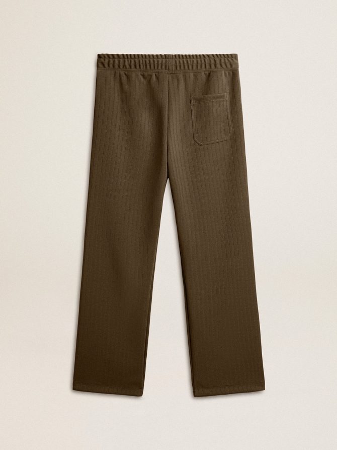Men’s military green joggers with white logo - Image 5