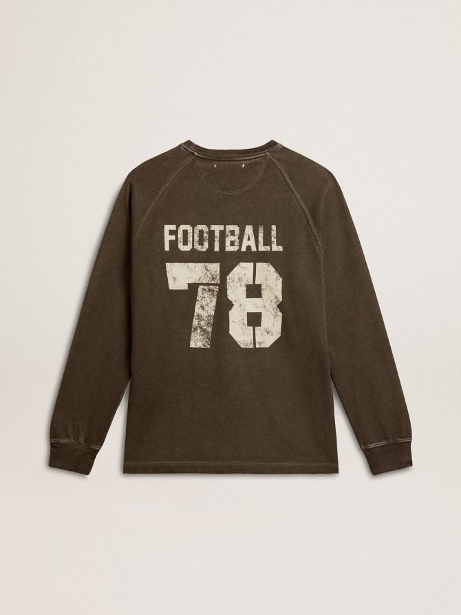 Men’s long-sleeved T-shirt in anthracite gray cotton with logo on the back - Image 2