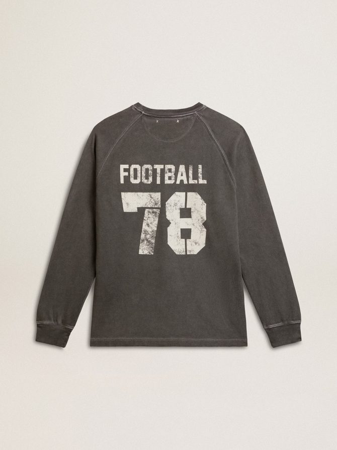Men’s long-sleeved T-shirt in anthracite gray cotton with logo on the back - Image 7