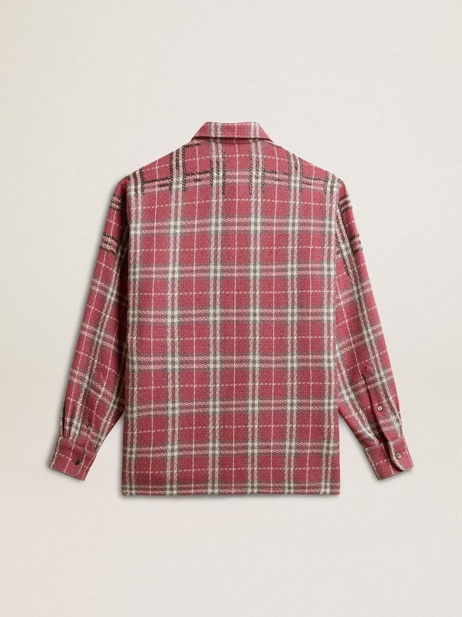 Boxy fit shirt with pink, sand and gray check embroidery - Image 2
